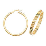 9CT GOLD RIDGED HOOP EARRINGS