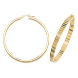 9CT GOLD RIDGED HOOP EARRINGS