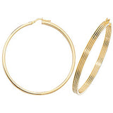 9CT GOLD RIDGED HOOP EARRINGS