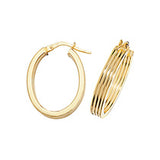 9CT GOLD RIDGED HOOP EARRINGS