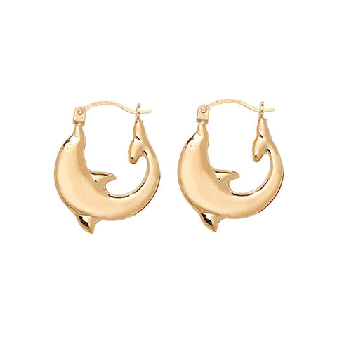 9CT GOLD DOLPHIN CREOLE HOOPS