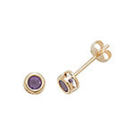 9CT GOLD 3MM RUBOVER SET AMETHYST STUDS