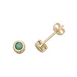 9CT GOLD 3MM RUBOVER SET EMERALD STUDS