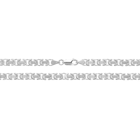 Flat Byzantine Bracelet Stainless Steel - Chunky Chain Curb Link, Unisex, Water Resistant, 9 Inch