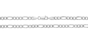 SILVER 4MM FIGARO PAVE CHAIN