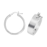 SILVER WIDE POLISHED HOOP EARRINGS