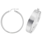 SILVER WIDE POLISHED HOOP EARRINGS
