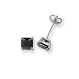 SILVER SQUARE BLACK CUBIC ZIRCONIA STUDS
