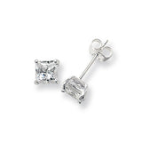 SILVER SQUARE CUBIC ZIRCONIA STUD EARRINGS