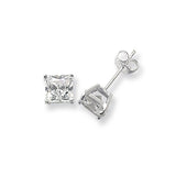 SILVER SQUARE CUBIC ZIRCONIA STUD EARRINGS