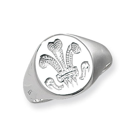 SILVER LARGE PRINCE OF WALES FEATHERS SIGNET RING
