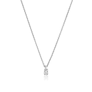18CT WHITE GOLD FOUR CLAW DIAMOND SOLITAIRE NECKLACE