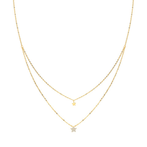 9CT GOLD DOUBLE CHAIN STAR NECKLACE