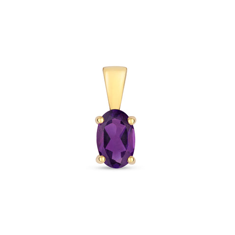 9CT GOLD OVAL CLAW SET AMETHYST PENDANT