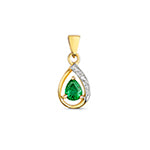 9CT GOLD PEAR CUT EMERALD & DIAMOND PENDANT