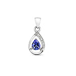 9CT WHITE GOLD PEAR CUT TANZANITE & DIAMOND PENDANT