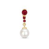 9CT GOLD RUBY & CULTURED PEARL DROP PENDANT