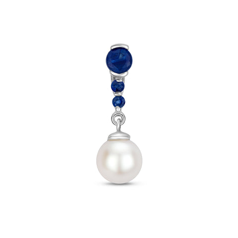 9CT GOLD SAPPHIRE & CULTURED PEARL DROP PENDANT