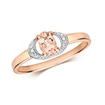 9CT ROSE GOLD OVAL MORGANITE & DIAMOND RING