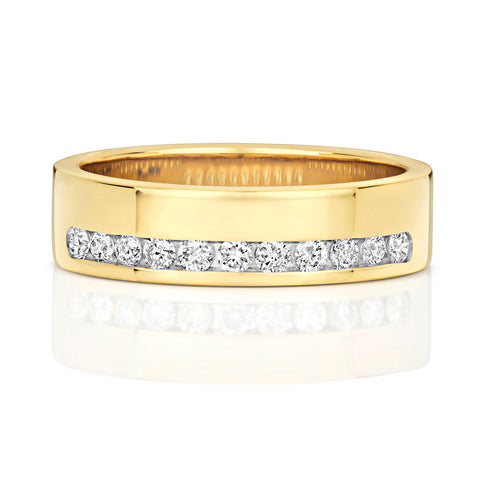 9CT GOLD 5.1MM OFFSET DIAMOND BAND