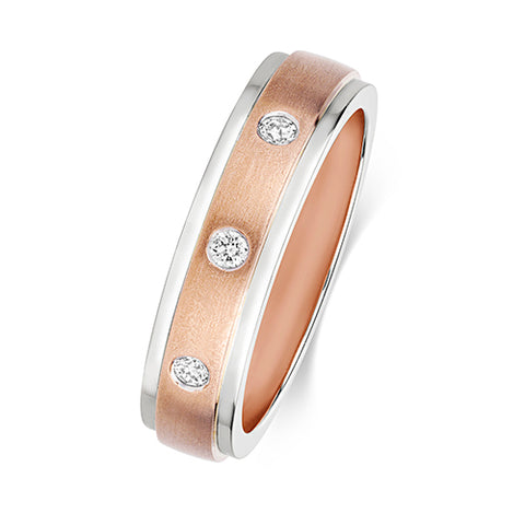 9CT ROSE & WHITE GOLD DIAMOND SET WEDDING BAND