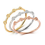 9CT THREE-COLOUR GOLD SET OF THREE STACKING DIAMOND RINGS