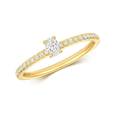 18CT GOLD .35CT OVAL DIAMOND ENGAGEMENT RING