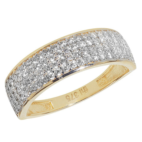 9CT GOLD PAVE SET CUBIC ZIRCONIA RING