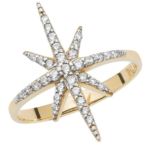 9CT GOLD CUBIC ZIRCONIA STAR RING
