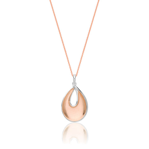 ROSE GOLD VERMEIL CUBIC ZIRCONIA SET CURVED PENDANT NECKLACE