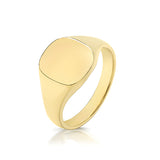 9CT GOLD CUSHION SHAPED MEDIUM SIGNET RING