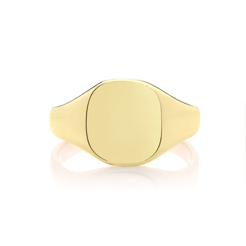 9CT GOLD CUSHION SHAPED MEDIUM SIGNET RING