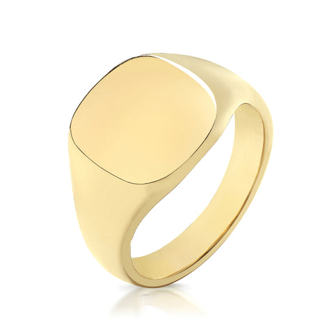 9CT GOLD CUSHION SHAPED EXTRA LARGE SIGNET RING