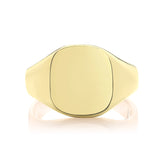 9CT GOLD CUSHION SHAPED EXTRA LARGE SIGNET RING