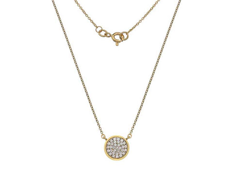 9CT GOLD CUBIC ZIRCONIA SET DISC STATION NECKLACE