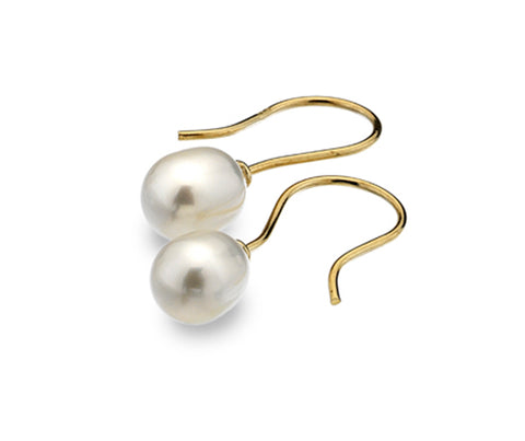 9CT GOLD WHITE FRESHWATER PEARL DROP EARRING