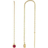 14CT GOLD RUBY THREADER CHAIN EARRINGS