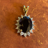 9CT GOLD BLACK SAPPHIRE & DIAMOND PENDANT