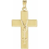 14CT GOLD MADONNA ROSARY CROSS PENDANT