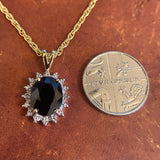 9CT GOLD BLACK SAPPHIRE & DIAMOND PENDANT