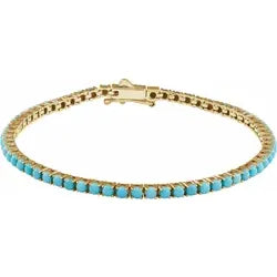 14CT GOLD NATURAL TURQUOISE TENNIS BRACELET