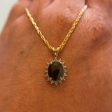 9CT GOLD BLACK SAPPHIRE & DIAMOND PENDANT