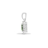 9CT WHITE GOLD OVAL EMERALD & DIAMOND PENDANT