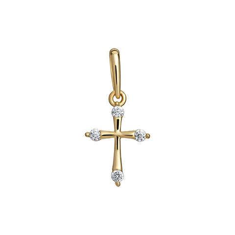 9CT GOLD TINY CUBIC ZIRCONIA CROSS PENDANT