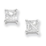 SILVER SQUARE CUBIC ZIRCONIA STUDS