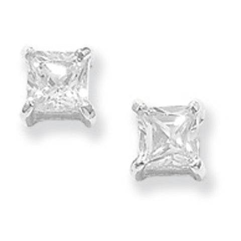 SILVER SQUARE CUBIC ZIRCONIA STUDS