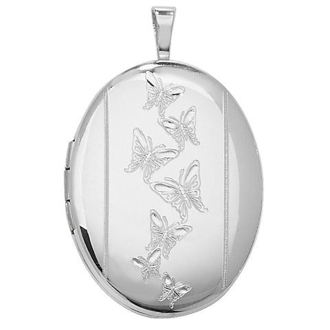 SILVER OVAL BUTTERFLY LOCKET