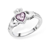 SILVER BIRTHSTONE CLADDAGH RING