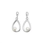 SILVER SYNTHETIC PEARL DROP EARRINGS