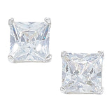 SILVER SQUARE CUBIC ZIRCONIA STUDS